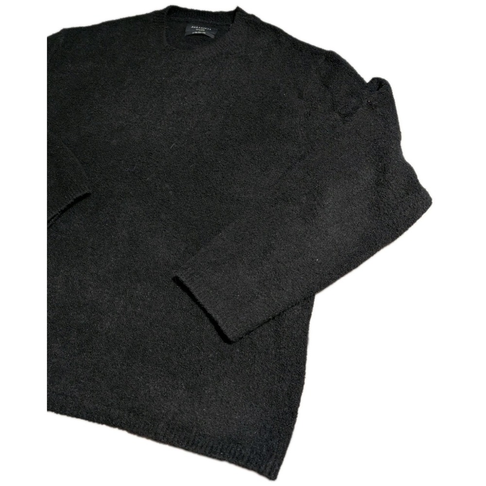 AllSaints Oversized Boucle Crewneck Sweater Mens XXL Black Textured Pullover - Picture 7 of 8